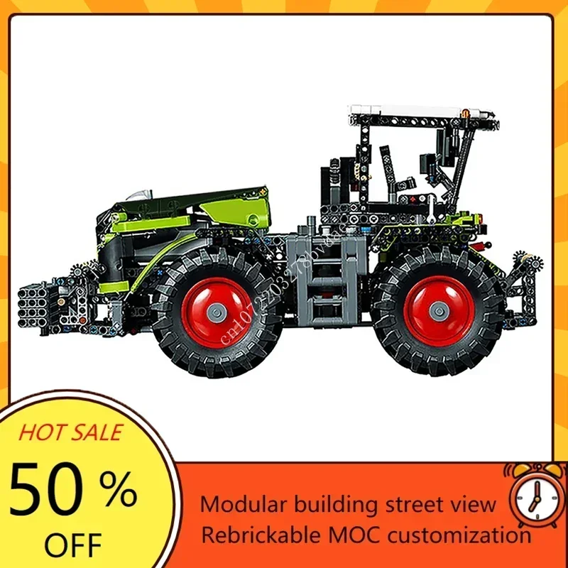 MOC-42054 High-Tech CLAAS XERION 5000 TRAC VC Building Block for Trailer Self Dumping Trailer Engineering transport vehicleToy