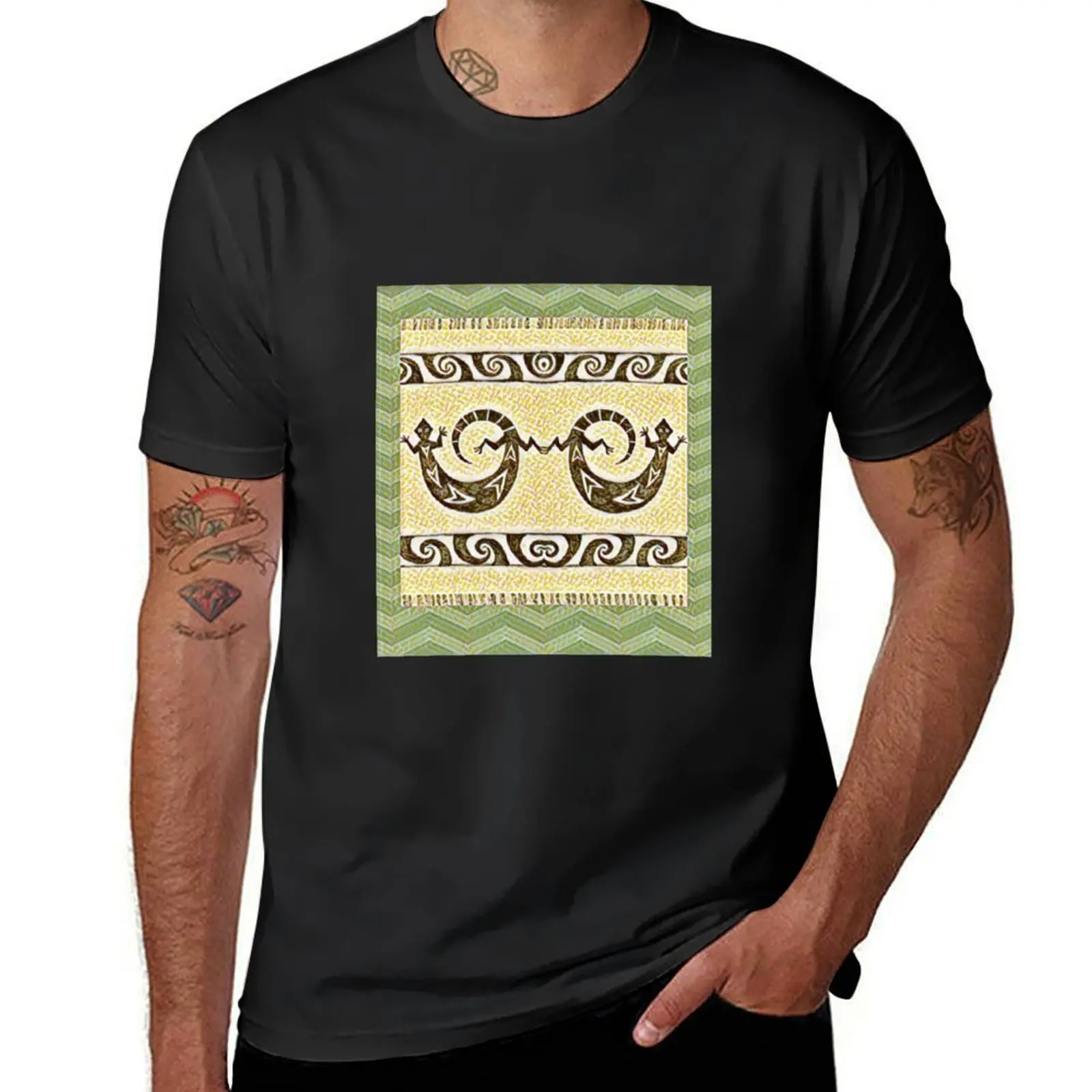 Mimbres Lizards Mosaic T-Shirt quick drying summer tops kawaii clothes fruit of the loom mens t shirts