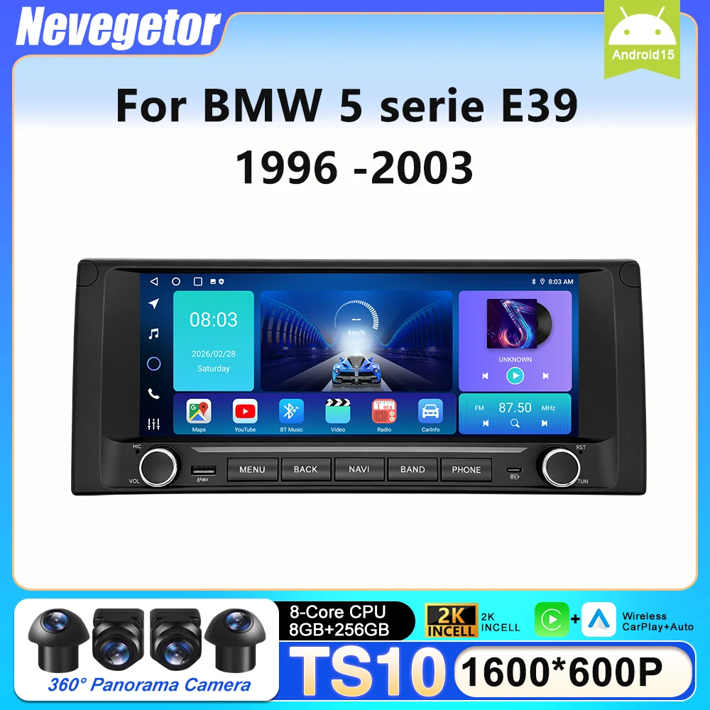 Car Radio carplay For BMW 5 serie E39 1996 1997 1998 1999 2000 2001 2002 2003 Android Autormotive Auto Multimedia Player GPS DSP