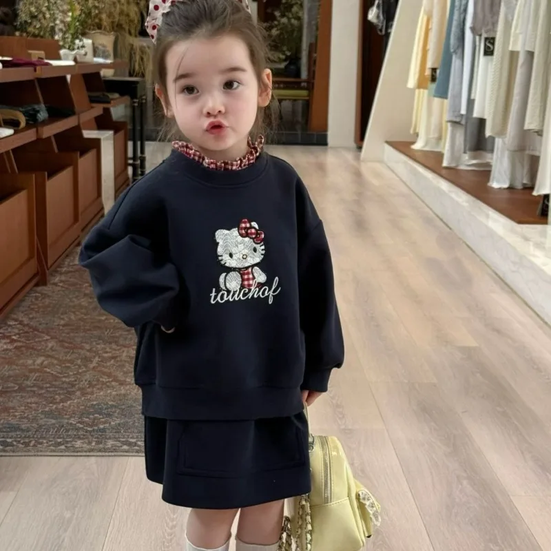 

Autumn Kawaii Hello Kitty Sanrio Student Cute Cartoon Long Sleeve Hoodie Comfortable Warm Hoodie Skirt Children for Kids