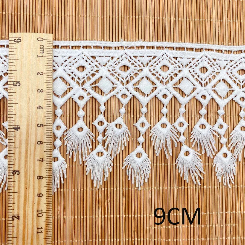 2 Yard Embroidery Tassels Lace DIY Polyester Sewing Garment Curtain Home Furnishing Wedding Skirt Clothes Accessories