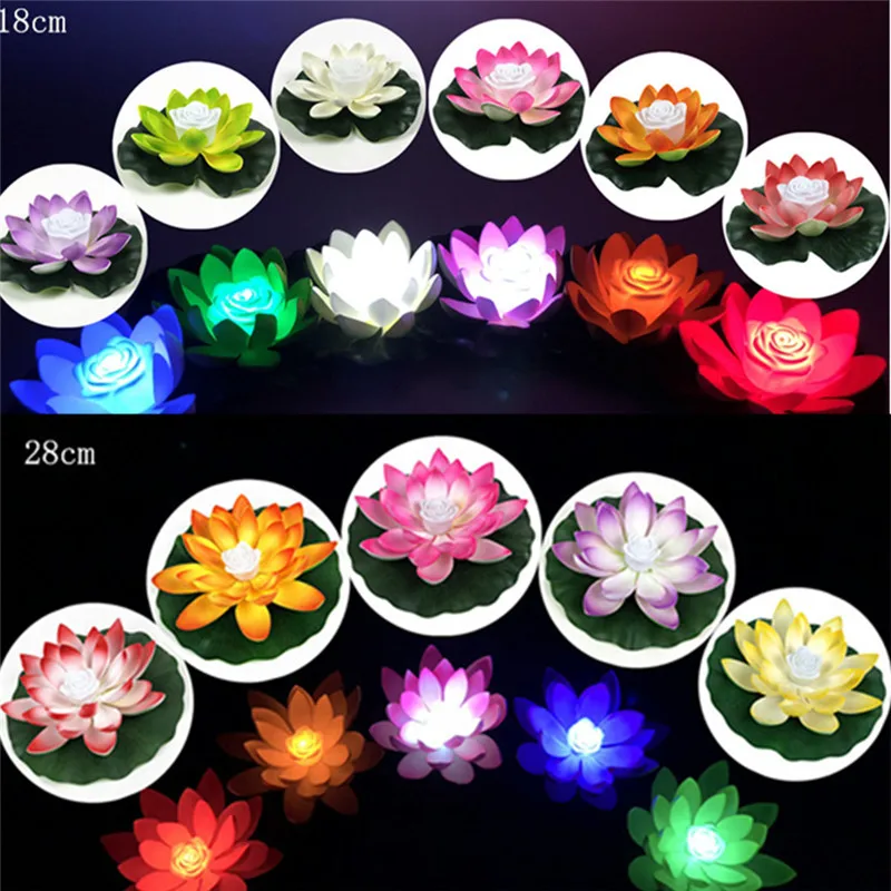 Artifical Floating Lotus Flower Lamp Solar Powered Night Light LED Energy Saving Lotus Lamp Garden Pool Pond Fountain Decoratio