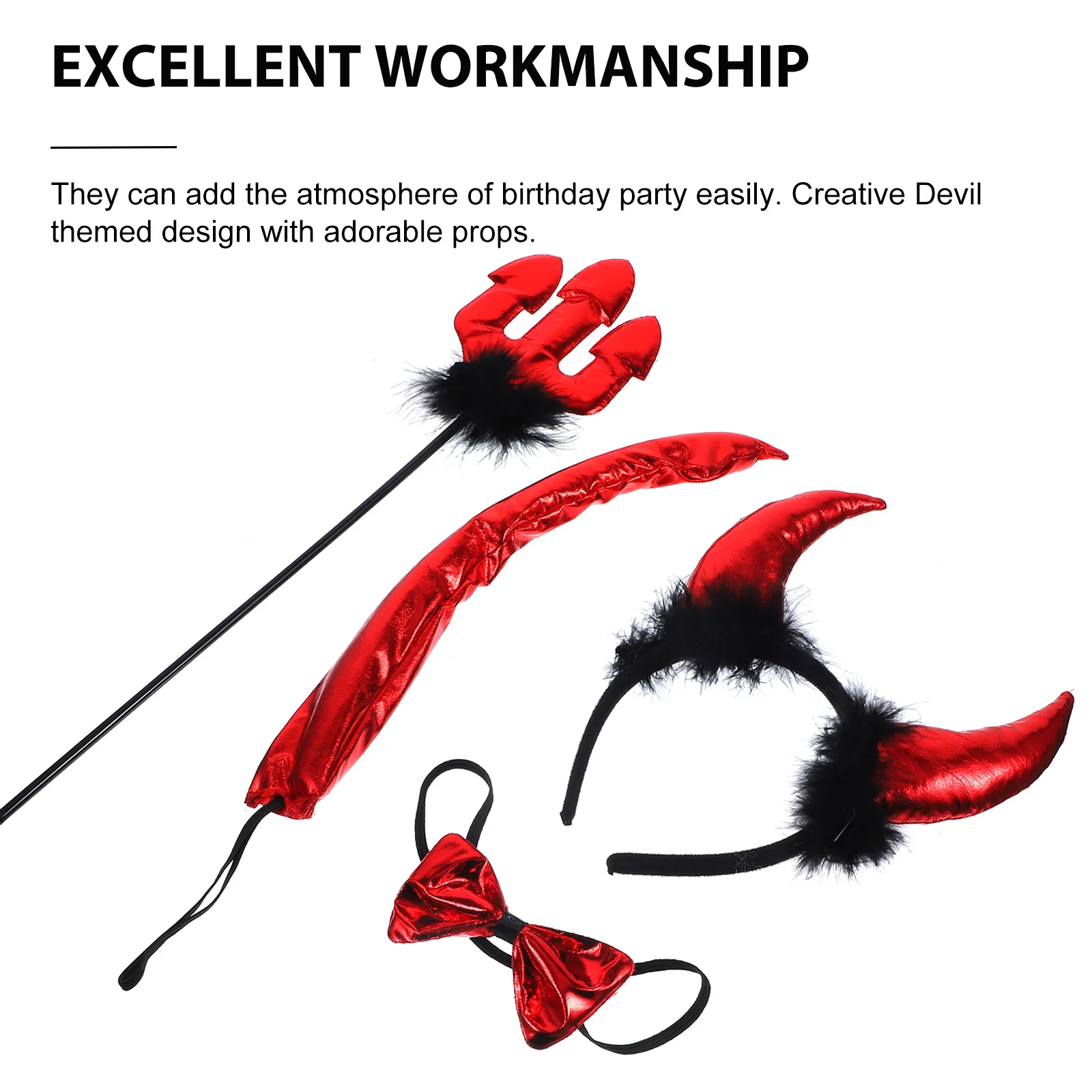 1 set costume cosplay diavolo set coda fascia papillon festa di halloween vestire accessori diavolo fascia decorazione dei capelli puntello