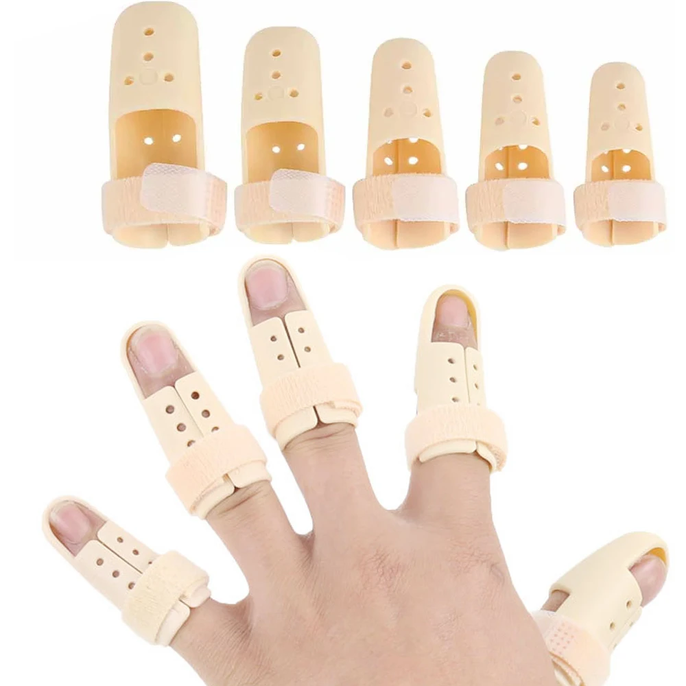 

6pcs Adjustable Plastic Hand Finger Splints Support Brace Mallet Splint for Broken Finger Joint Fracture Pain Protection