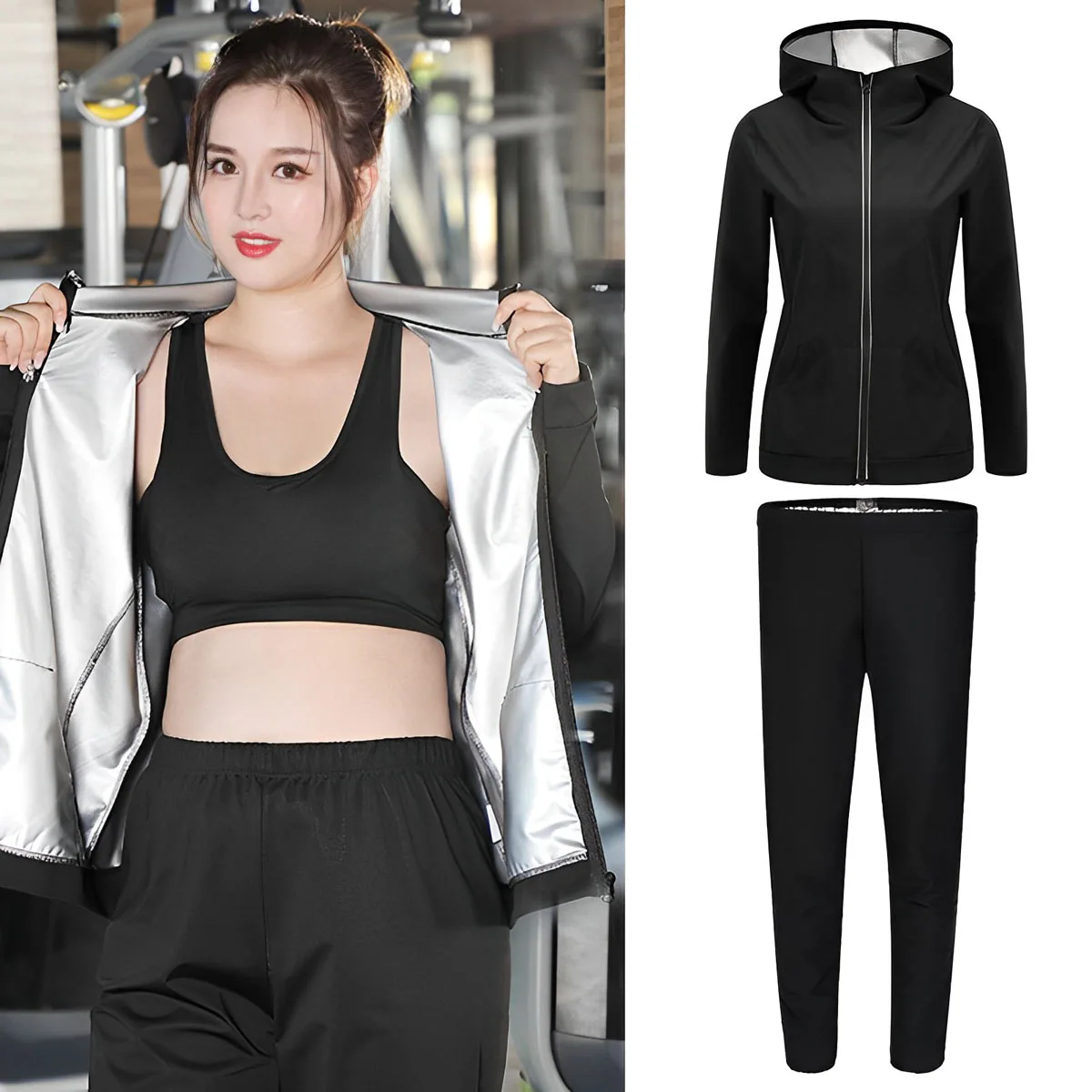 Women Sauna Suit Fitness Weight Loss Sweating Clothes Gym Sportwear Sets Female Quick Dry Slimming Tracksuit