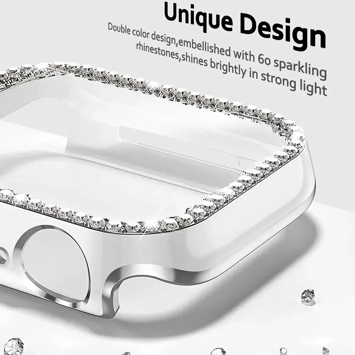 Custodia per PC Bling per Huawei Watch Fit 3 Fascia protettiva per cinturino per orologio con copertura protettiva per PC in cristallo di diamante a doppia fila