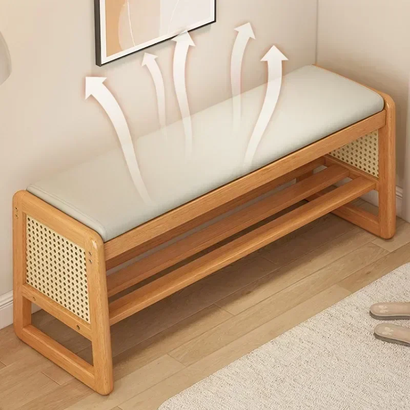 Stable New Chinese style shoe changing stool with seating at the entrance, entrance door, shoe rack, entrance hall, household