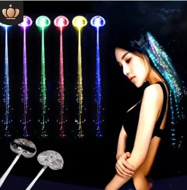 

600pcs DHL Flash LED Hair Light Emitting Fiber Optic Pigtail Braid Plait Luminous Hair Wig KTV Party Halloween TOYS YH314