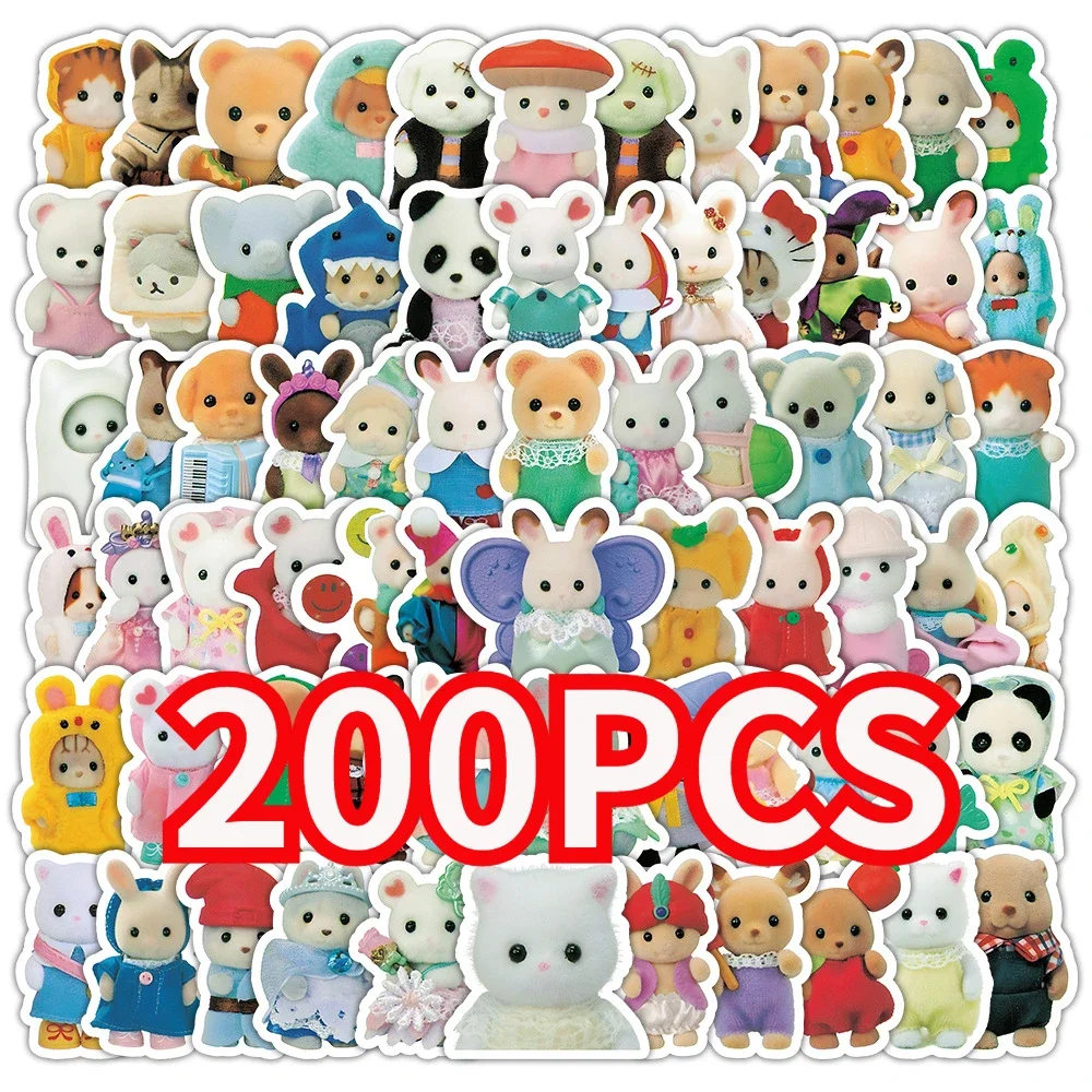 100/200pcs Calico Critters Stickers Laptop Scrapbook Decoration Graffiti Decals Skateboard Laptop Waterproof Sticker Toys Decor