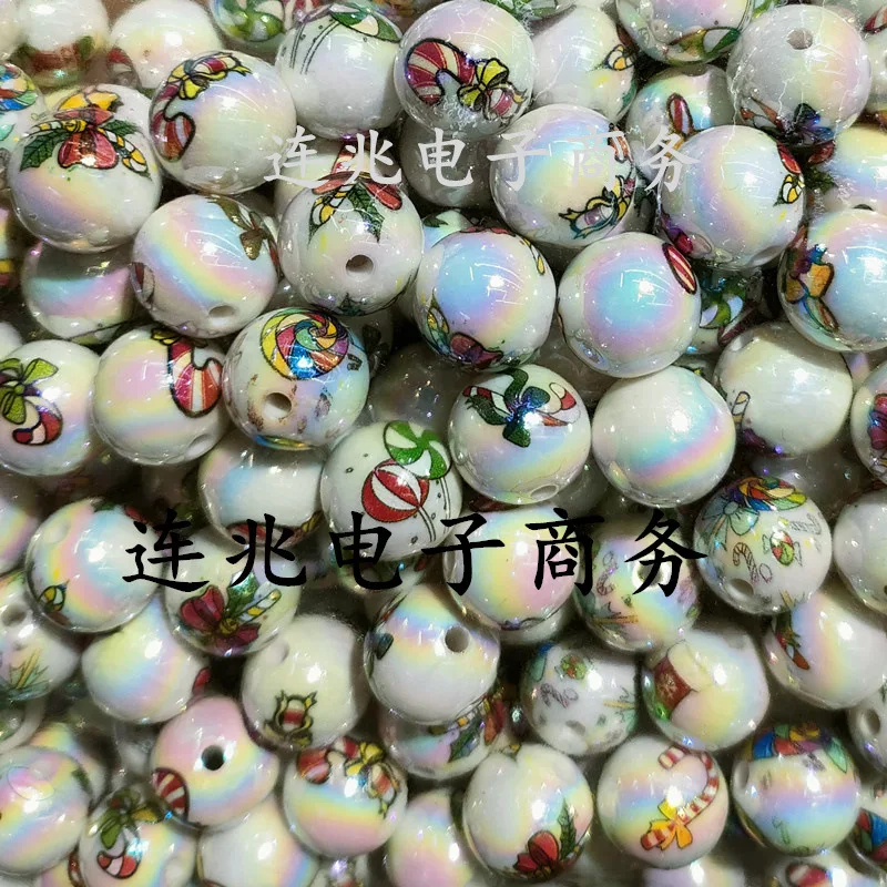 Cartoon Anime Acrílico Beads, fundo branco, Beads impressos para fazer jóias DIY, caixa de materiais pulseiras, 5pcs