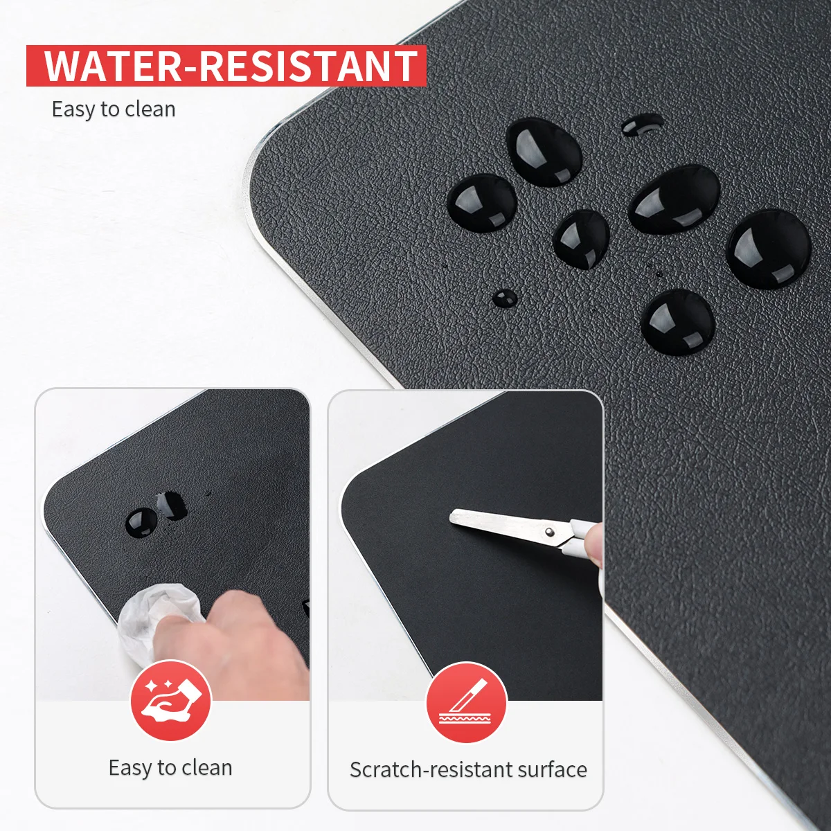 Metal Hard Mouse Pad with Anti-slip Pads Aluminum Base PU Double Side Available Washable Thin Mousepad Fast Shipping 1 Pack