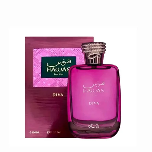 

Hawas Diva Rasasi 100ml – Oriental Floral Feminine Perfume with Red Fruits, Rose and Incense