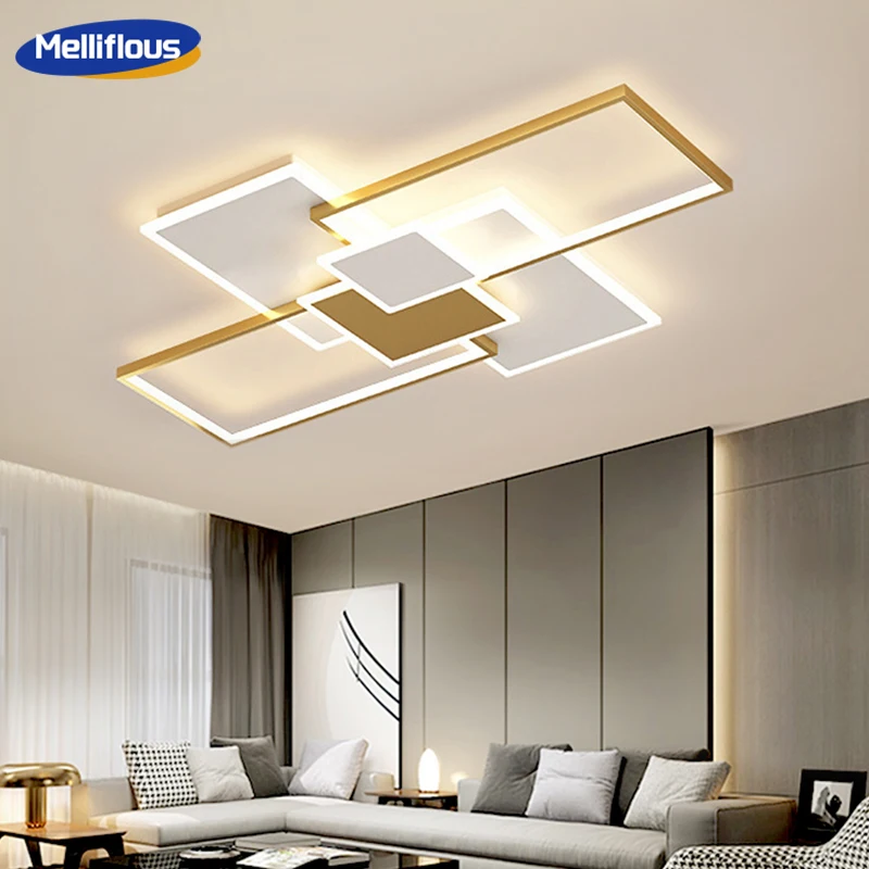 

MELLIFLOUS LED Ceiling Light With New Gloss 6000K Cold White Modern Black Rectangle Embedded Light Fixture For Restaurant Living