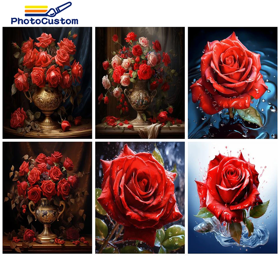 

PhotoCustom Painting By Numbers For Adults Kits HandPainted Flower Oil Paint Home Decor Wall Artcraft Coloring By Numbers Crafts