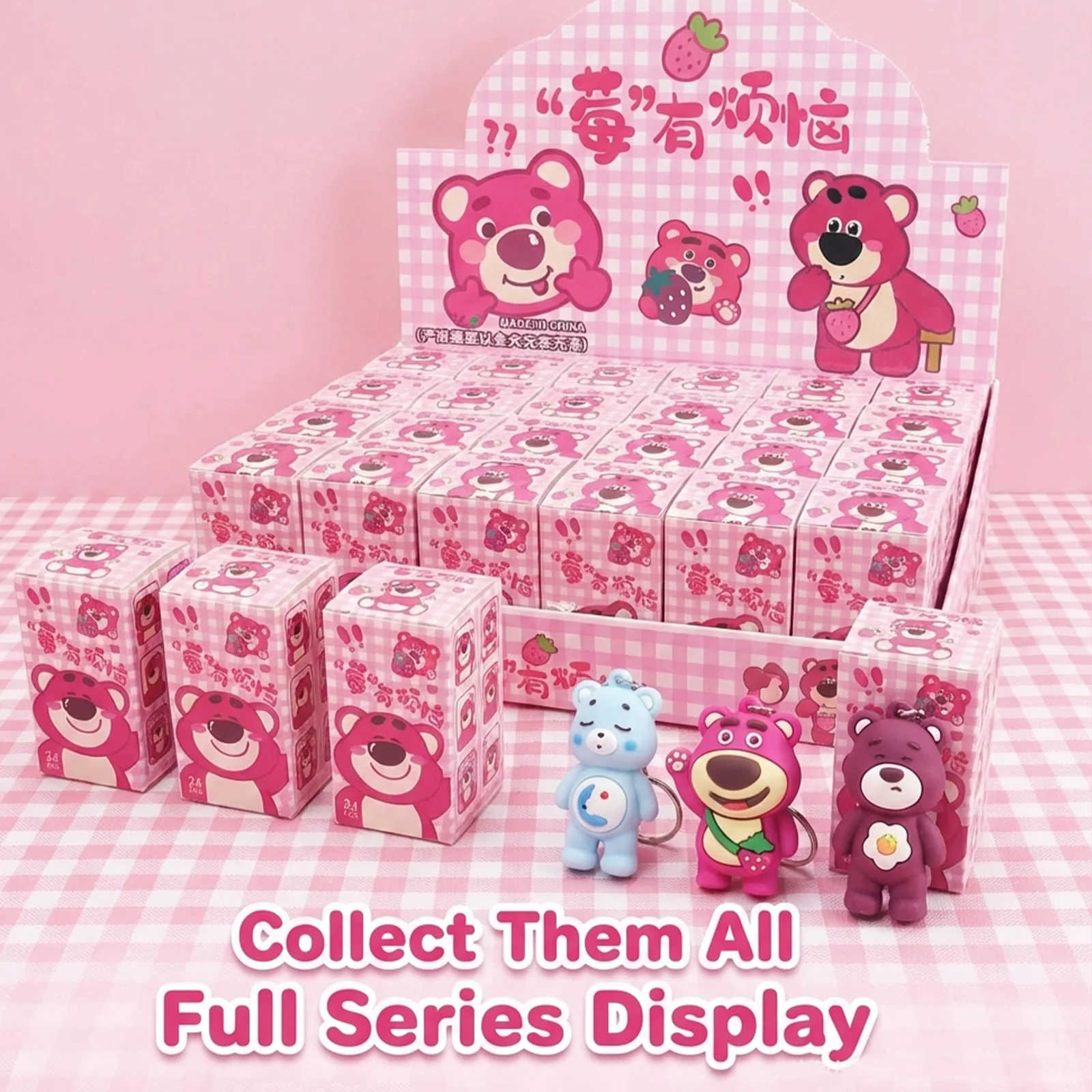 Colgante de Oso Fresa 3D Estereoscópico, Muñeco de Oso Fresa, Juguetes de la Serie Berry Worries, Regalo para Niños, Caja Sorpresa de Juguete de Moda