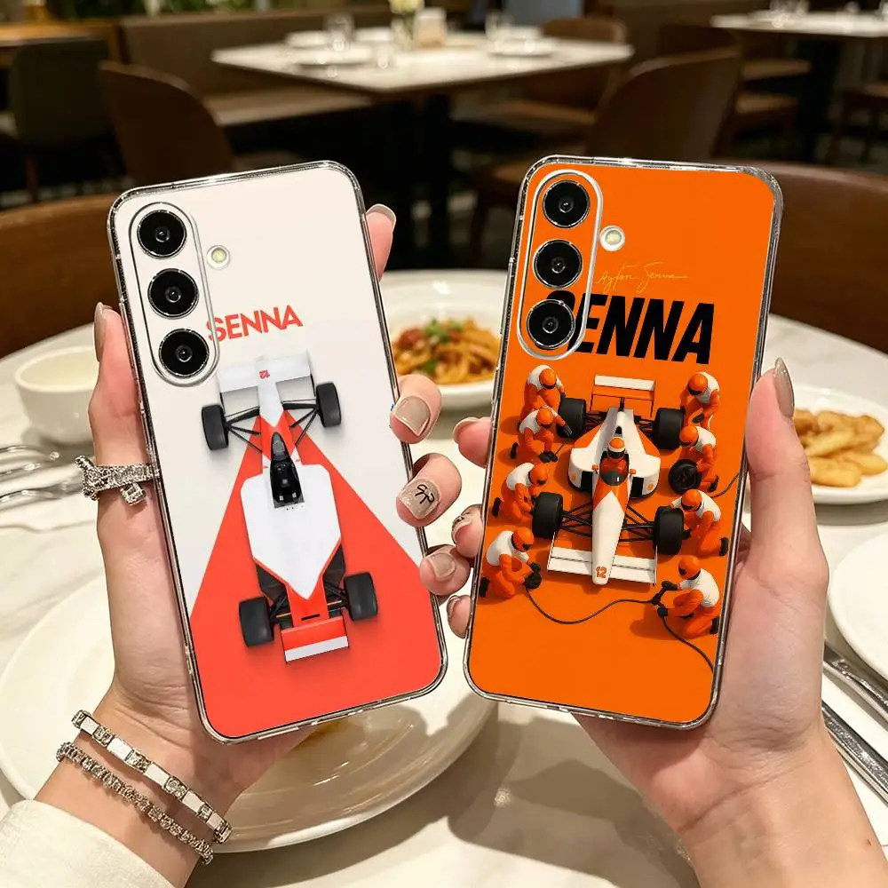 Race car driver A-Ayrton Senna  Clear Hard Phone Case For Samsung A71, A70, A52, A51, A40, A30,Transparent Cover
