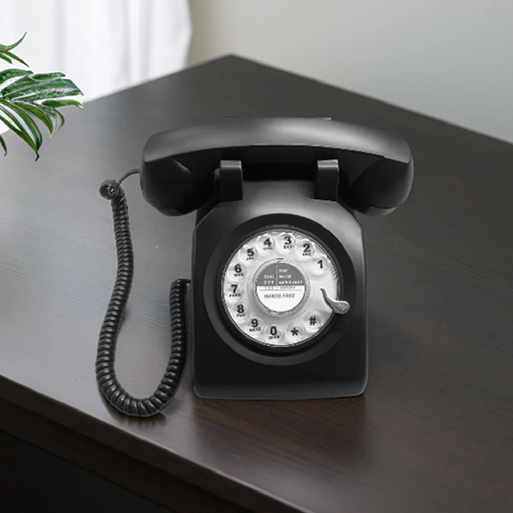Rotary for Dial Phone 1960s Wired Landline Phone Redial Button Old-Fashioned Telephone Antique Fixed Telephone for Hotel