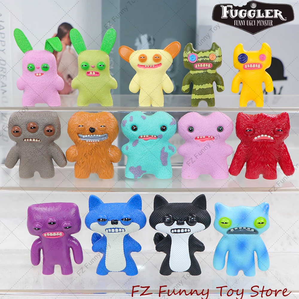 Fuggler Original 6-8 cm Figure modèle jouets dents laides monstres PVC ABS flocage mignon petit porte-clés bureau aveugle boîte cadeaux