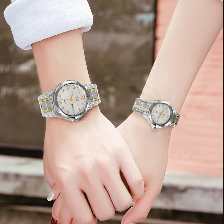 

2024 NEW Deesio Top Brand Couple Quartz Watches Luxury Display Date Calendar Stainless Steel Waterproof Hand Clock Wristwatch