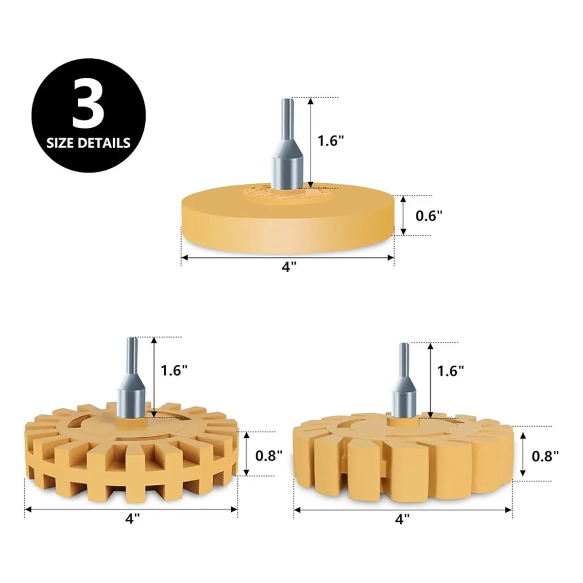 

НОВИНКА 2026: Набор из 6 шлифовальных дисков (4 дюйма) для безопасного удаления краски и наклеек без царапин, мощный удалитель наклеек с адаптером для дрели