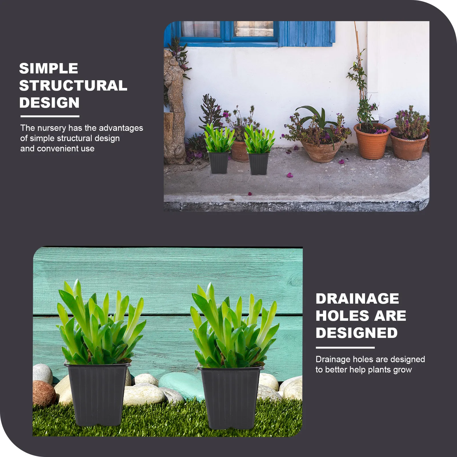 27Pcs Seedling Nursery Pots Plastic Germination Cups with Drainage Holes for Flower Garden Growing