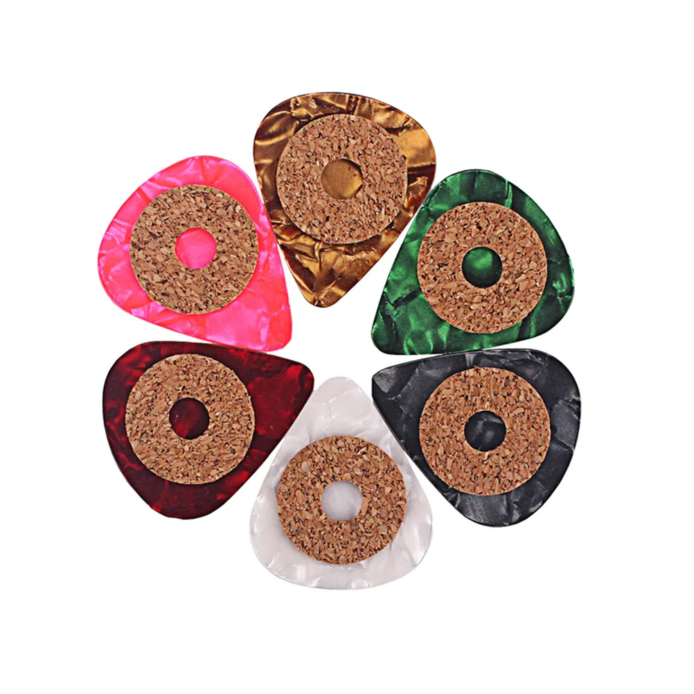 6 قطعة الغيتار الملونة Plectrum يختار السليلويد 0.9 مللي متر رقيقة عدم الانزلاق الفلين شريط لحام للجيتار باس القيثارة مندولين البانجو #2