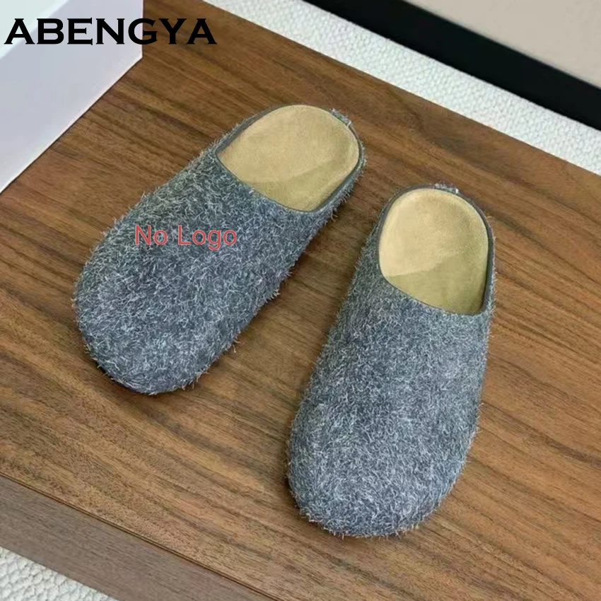 

Suede Leather Half Flat Slippers Women Spring Holiday Beach Shoes Summer Slides Casual Flat Home Slippers Sandalias mujer 2025