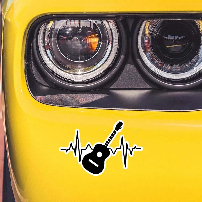 

Guitar Heartbeat Matte Vinyl Decal, Black 2D Flat Sticker for Cars, Trucks, Laptops & Walls
