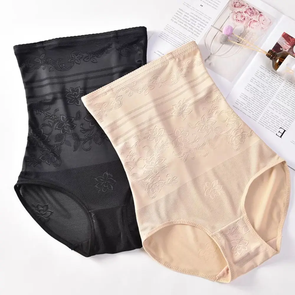 

High Waist Postpartum Body Shaper Shapewear Belly Contracting Butt Lifter Briefs Waist Trainer Mesh Flower