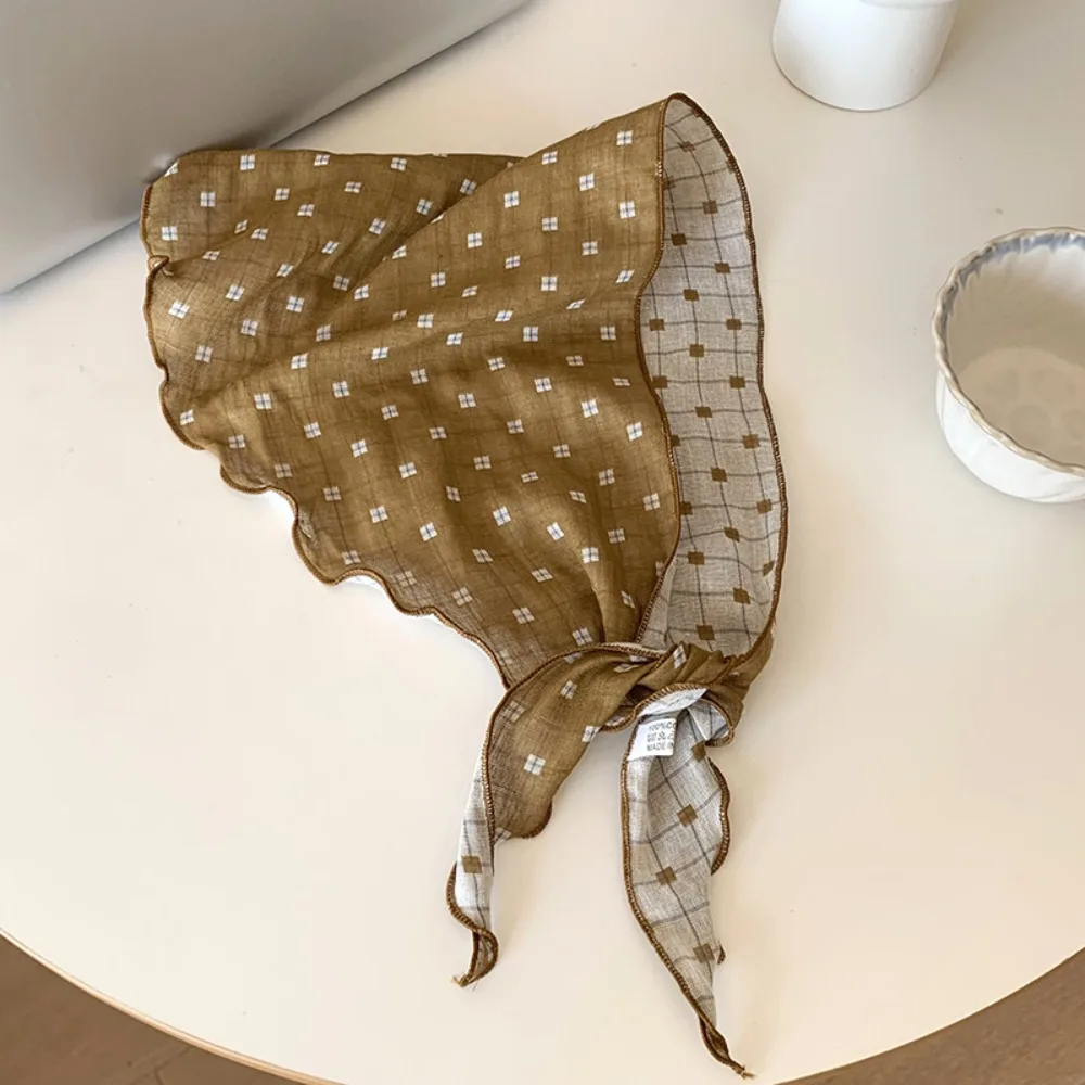 

Fashion Cotton Lattice Headscarf Turban Scarf Pastoral Style Headscarf Colorful Thin Triangular Hair Band Girls