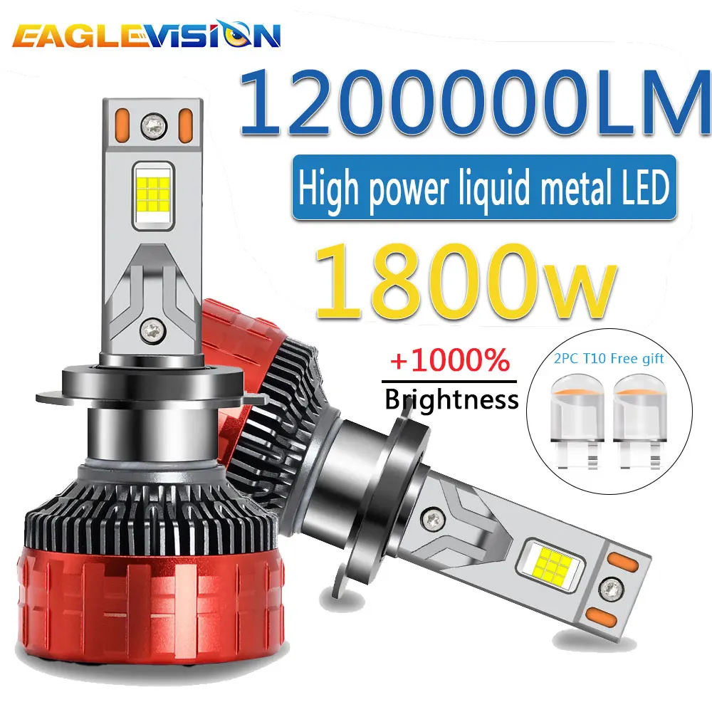 EAGLEVISION Led Headlight Lamp Bulb for Cars H4 Turbo Canbus 12v 24v 1800W High Power Lamp HB3 HB4 9012 H1 H4 H7 H11 H13