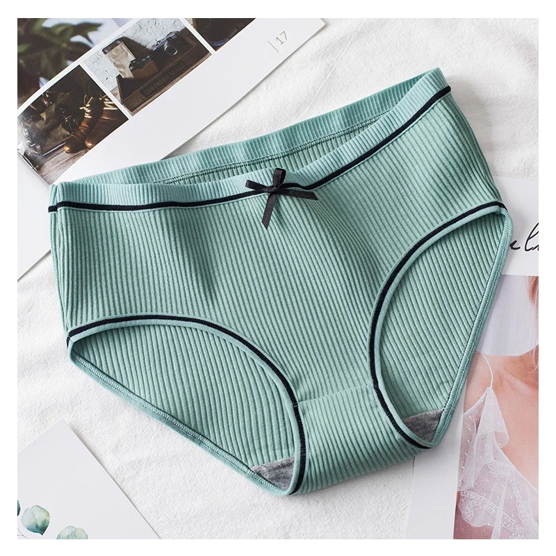 Panties for Woman Cotton Sexy Fashion Briefs Solid Color knickers Girl Bow Underpants Underwear Lingerie 3 Pcs/set