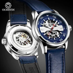 OCHSTIN Mens Watches Top Brand Luxury Automatic Mechanical Male Hollow Wristwatch Waterproof Genuine Leather Clock for Men