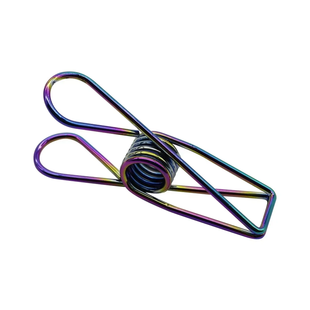 5Pcs Hollow Binder Clips Plating Rainbow Color File Document Test Papers Photo Organizing Dovetail Clip long Tails Clamp Clasps