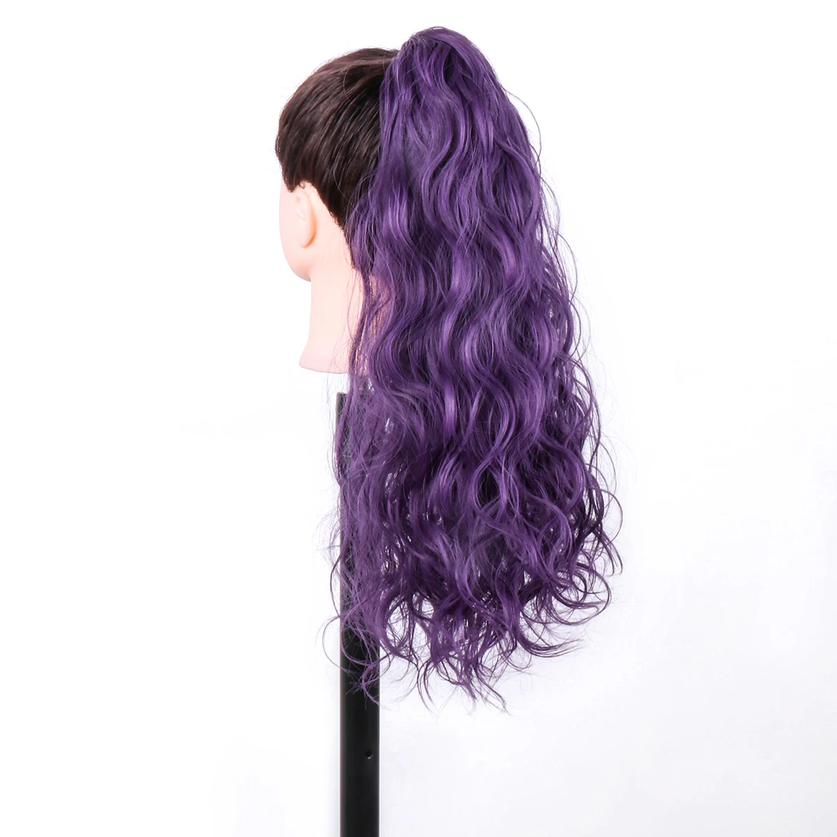 1 Pieces High Temperature Hair Synthetic Hairpieces Long Wave Clip in Ponytail Hairpiece Purple 21 Inch Top Quality Full Machine