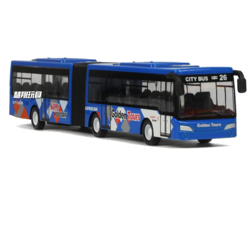 Alloy Medium Extended Double-section Bus with Pull-back Children's Bus Toy Car