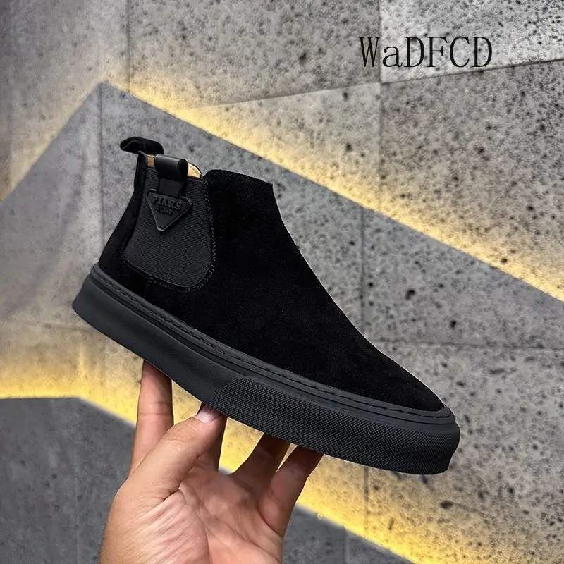 High Top Sneaker Men Designer Winter Plush Warm Snow Boots Fashion Casual Nubuck Leather Height Increased Flat Platform Boots