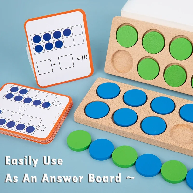 나무 10 프레임 수학 유치원 수학 조작 숫자 감각 카운터 어린이 활동 장난감 조기 교육 게임