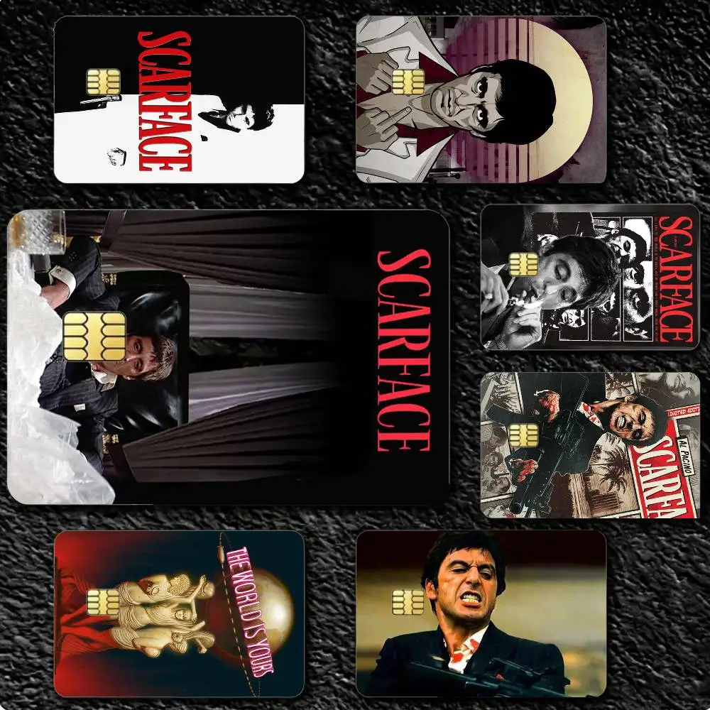 80s Movie S-Scarface 4pcs 1Set Card Stickers Small Waterproof Chip 4PCS Card Sticker Anti-Scratch