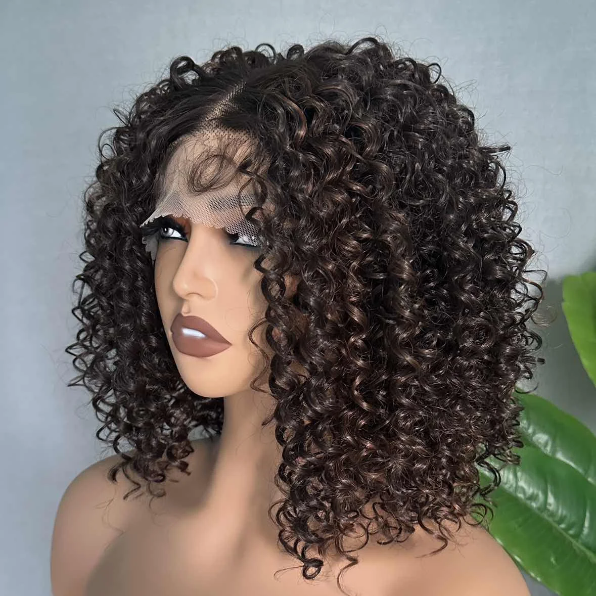 X-TRESS Middle Part Wig 130% Density Short Afro Kinkly Curly Soft Natural Synthetic Glueless Wig With Bangs for Black Women