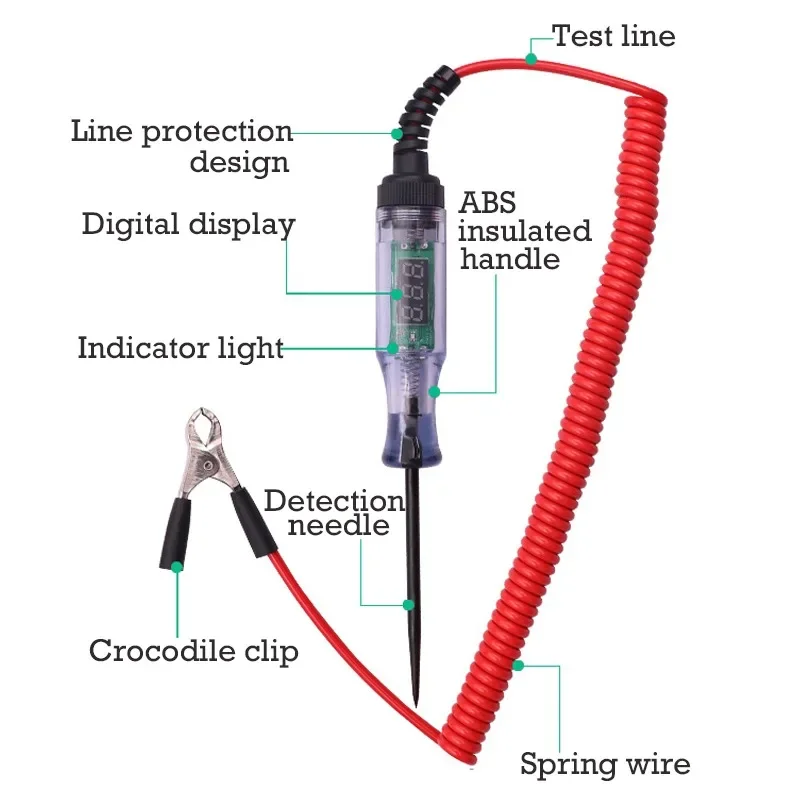 1Pc 6V/12V/24V Automobile Circuit Tester Digital Display Electric Pen Voltage Circuit Tester Car Truck Diagnostic Repair Tools