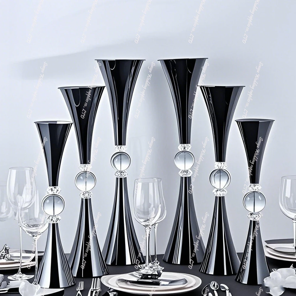 

10 шт., украшение для церковной сцены, держатель для цветочной композиции, золотой высокий напольный подставка для вазы из кованого железа