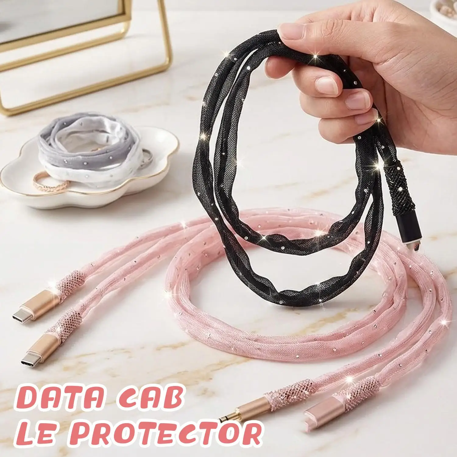 Anti Break Protection Mesh Data Cable Winder For Type-C/IOS/Micro USB Charger Cord Organizer  Anti Scratch Protective Cover
