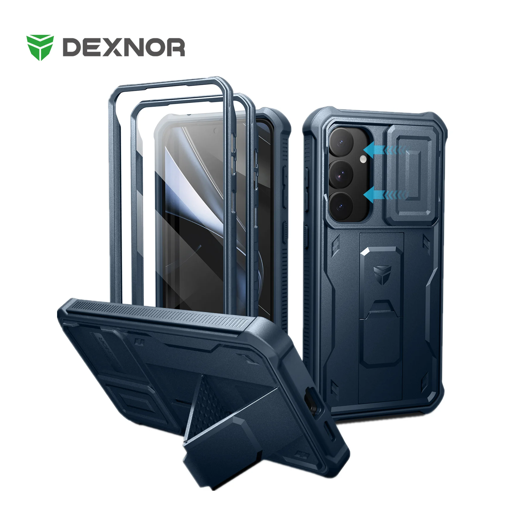 

Dexnor For Samsung Galaxy S25 Plus 2025 Case Full Body Rugged Case with Camera Cover & Built-in Screen Protector Kickstand Case