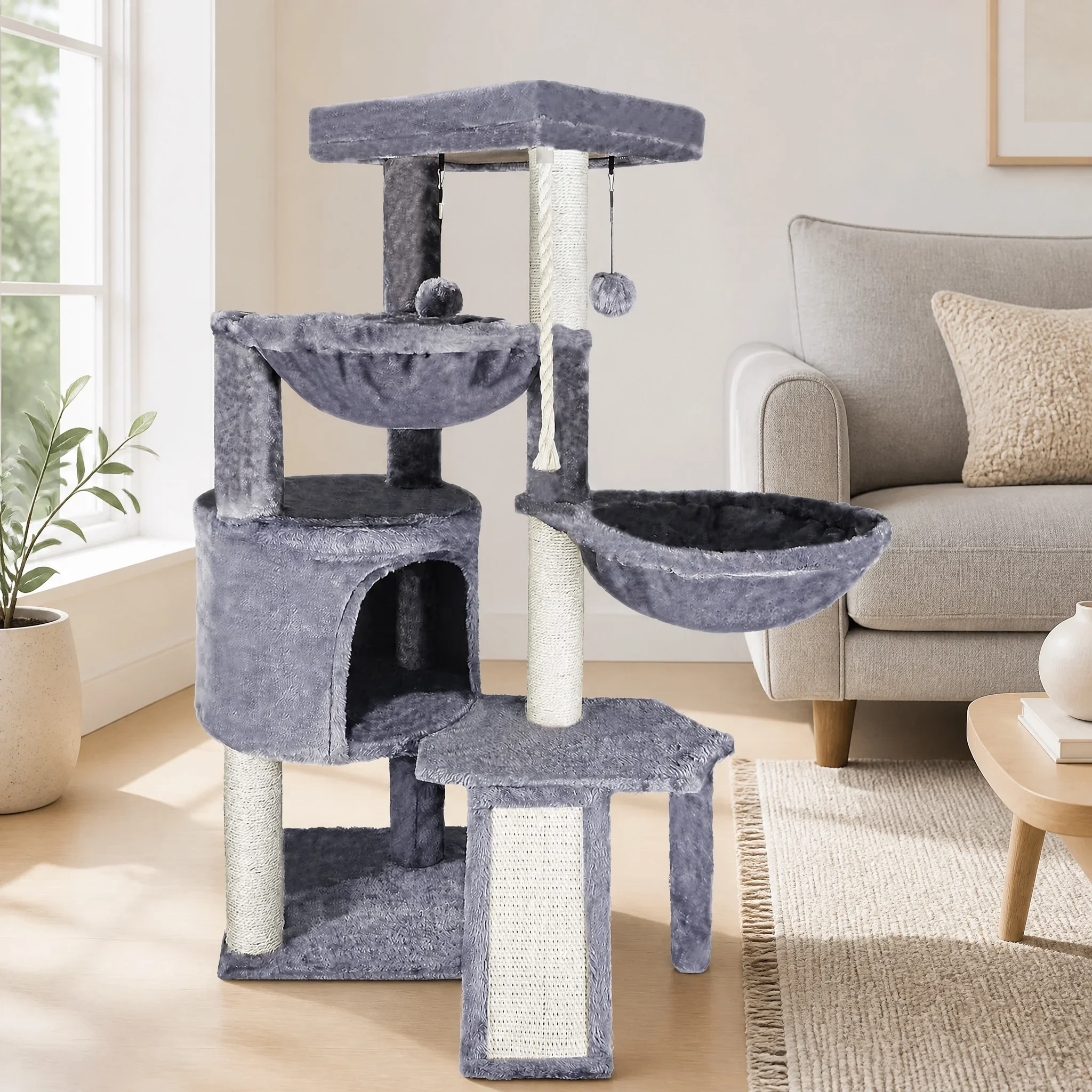 aCat Climbing Frame with Breathable Perforated Bed for Indoor Pets