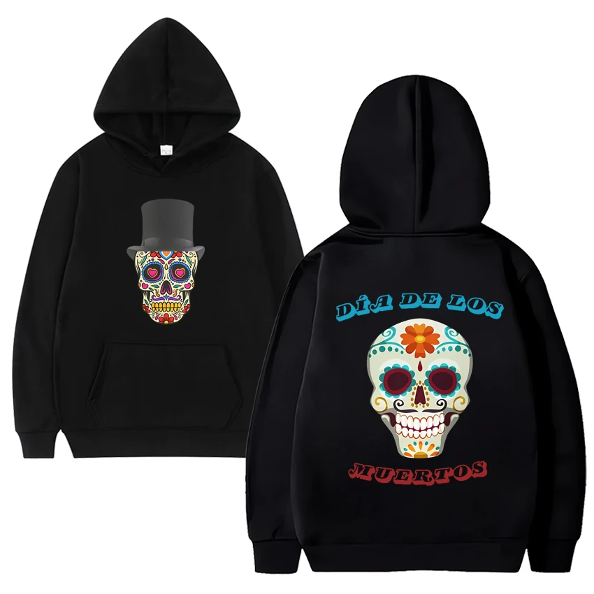 

Gothic die de los Muertos skull Hoodie 2024 Men Women vintage Hip Hop streetwear Unisex Fleece Long sleeve Sweatshirt pullovers