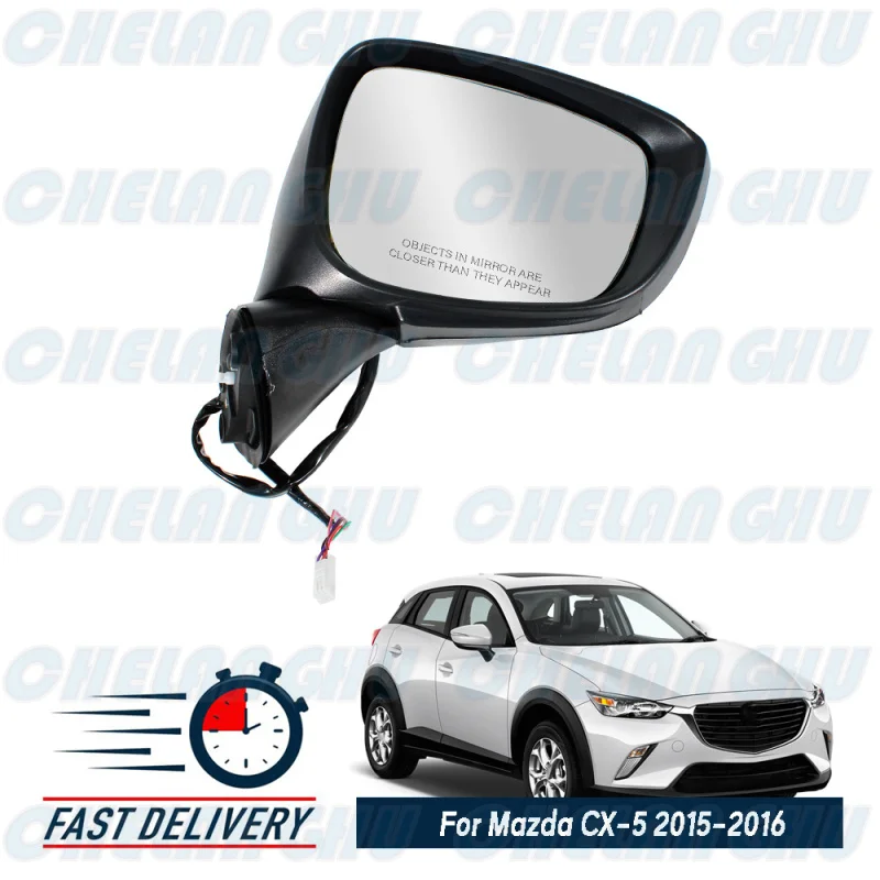 For Mazda CX-5 2015 2016 US Version Right Side 6 Pins White Paintable MA1321208 Mirror Assembly With Heated Trun Light