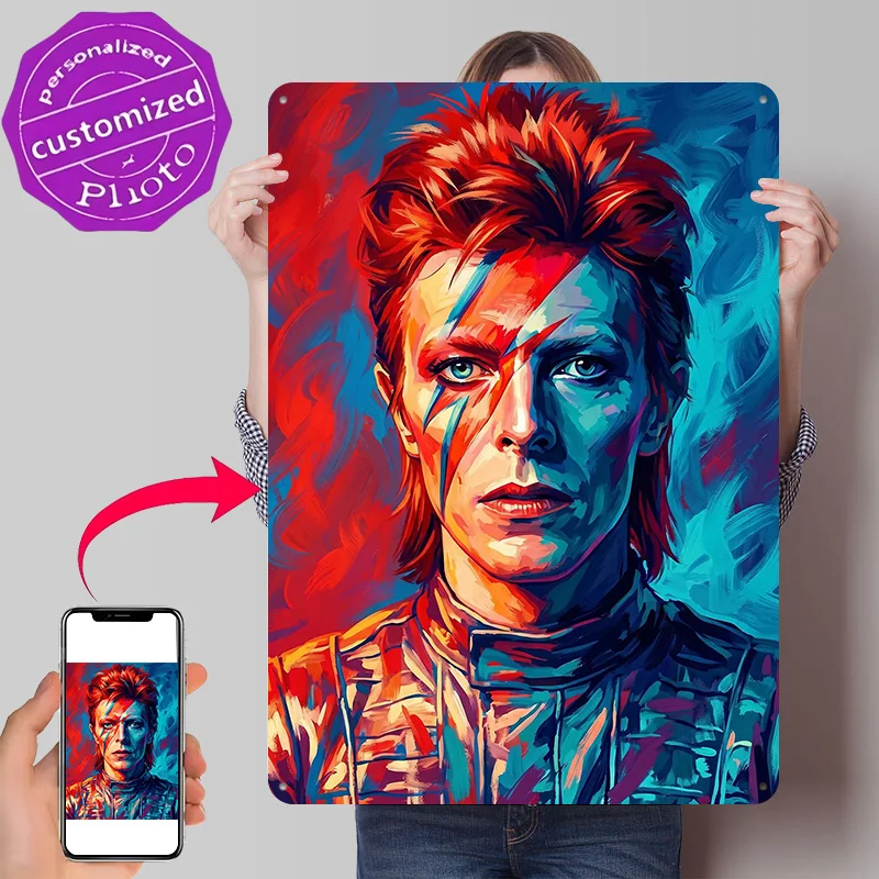 David Bowie Ziggy Stardust Portrait Metal Poster Perfect Gift for Fans Lovers Personalized Wall Art Metal Sign for Wand Deko