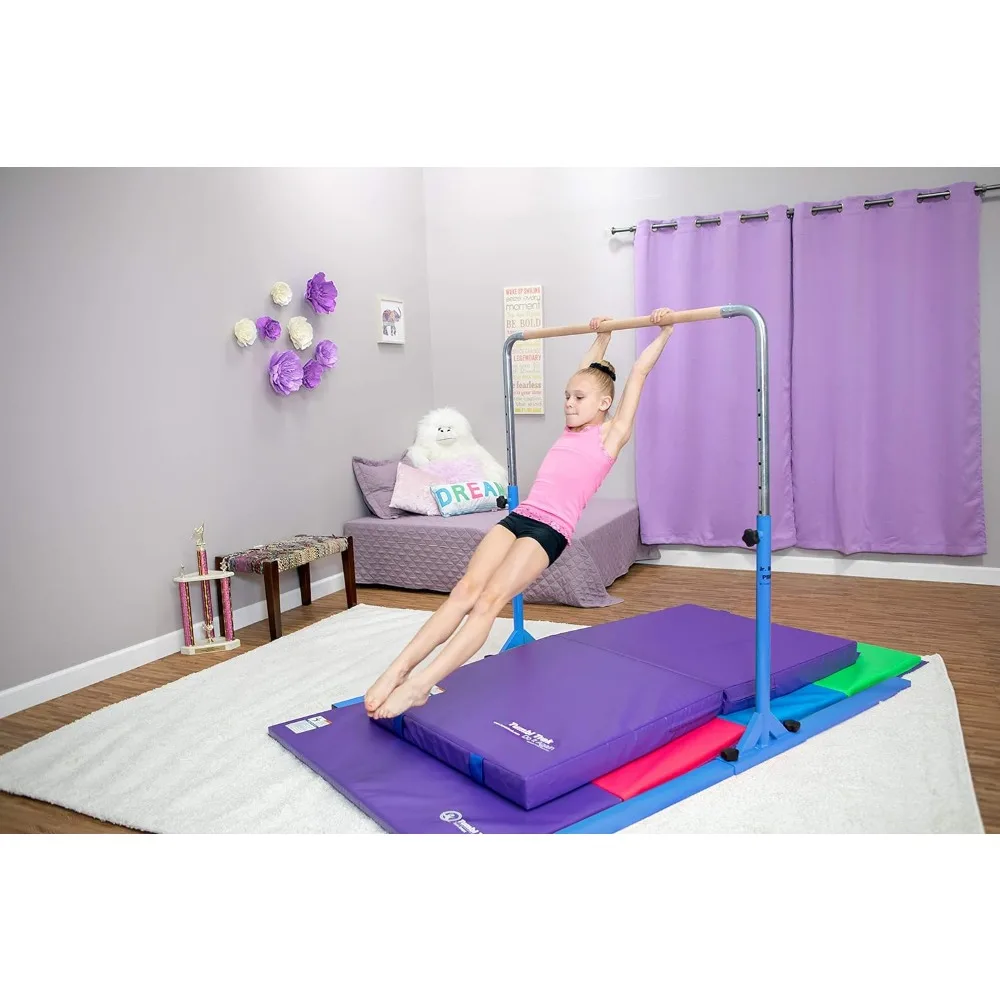 Jr. Bar PRO Adjustable Height Horizontal Gymnastics Kip Bar for the Gym or Home， Blue