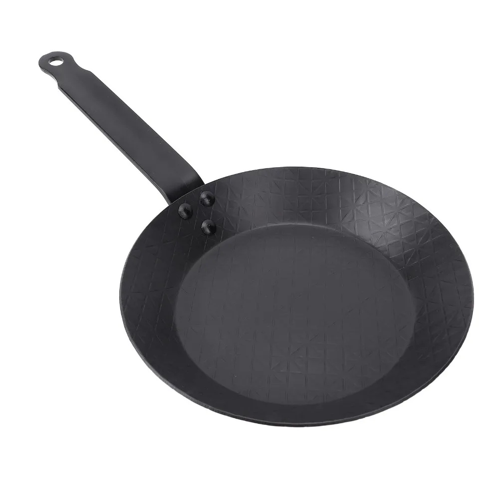 Durable Carbon Steel Frying Pan Black Even Heat Distribution Omelette Pan Practical Nonstick Steak Pan Home Cooking